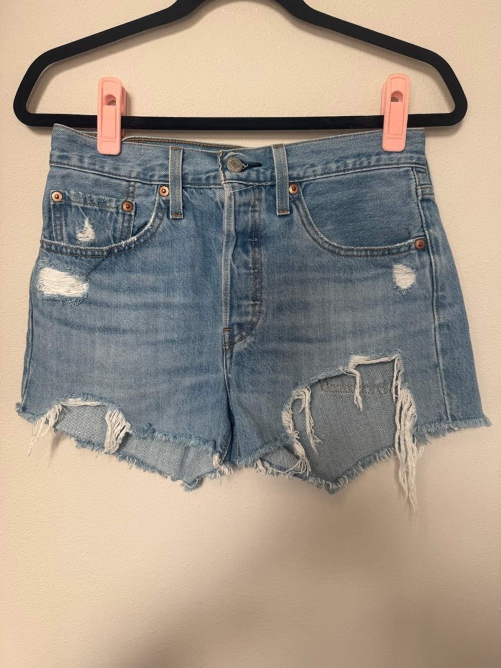 Levi’s Light Blue Distressed Denim Women's Shorts